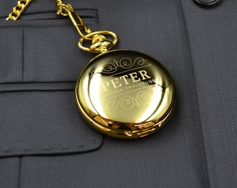 Pocket watch with engraving Watch with desired engraving Gift for baptism Gift idea Birthday pocket watch Best man Wedding best dad