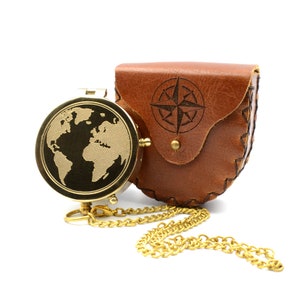 Compass with engraving including leather case personalized gift for travelers and travelers