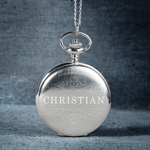 Pocket watch with engraving watch personalized for baptism gift maid of honor wedding best man gift idea baptism communion Silber gebürstet