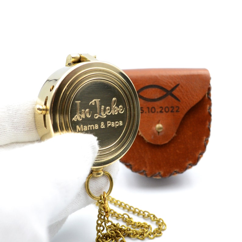Compass with engraving incl. leather case personalized gift for confirmation or communion image 6