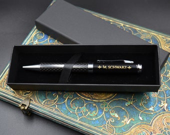 Ballpoint pen with laser engraving Kuli carbon look custom engraving gift doctor gift idea high school graduation pen with monogram