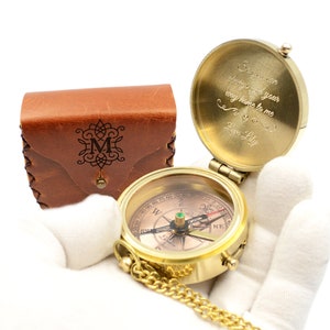 Kompass mit Gravur inkl. Lederetui personalisiertes Geschenk Monogramm für den Trauzeuge imagem 6