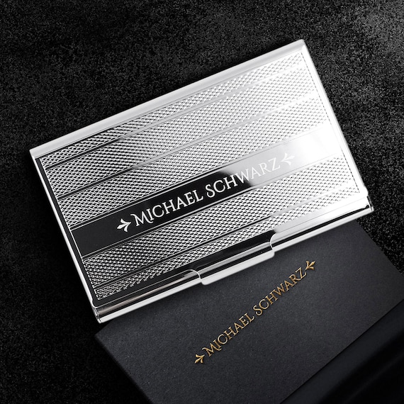 Astuccio Biglietti Da Visita Con Incisione Visitenkartenhalte Caso Di Carta - Foto 10