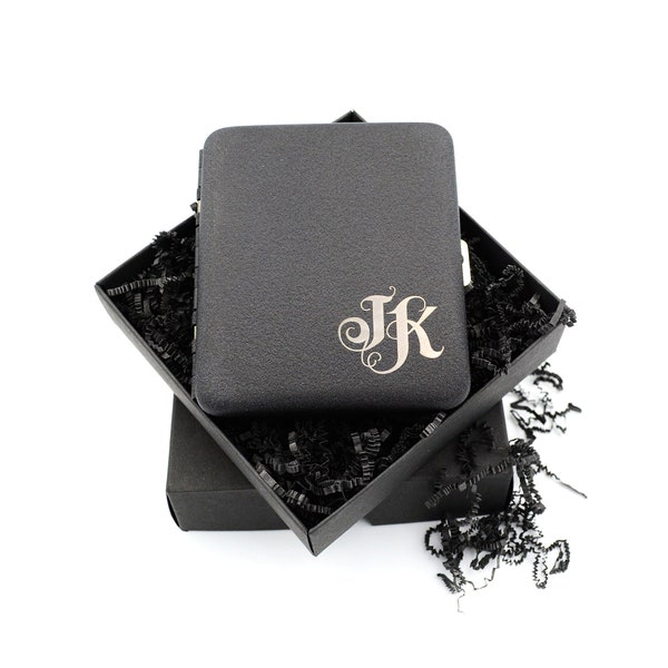 Cigarette case with engraving in gift box black cigarette box personalized in gift box gift idea birthday godfather best dad