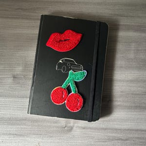Lips and Cherry Chenille Patches, Junk Journal Patches, Food Patches, Foodie Patches