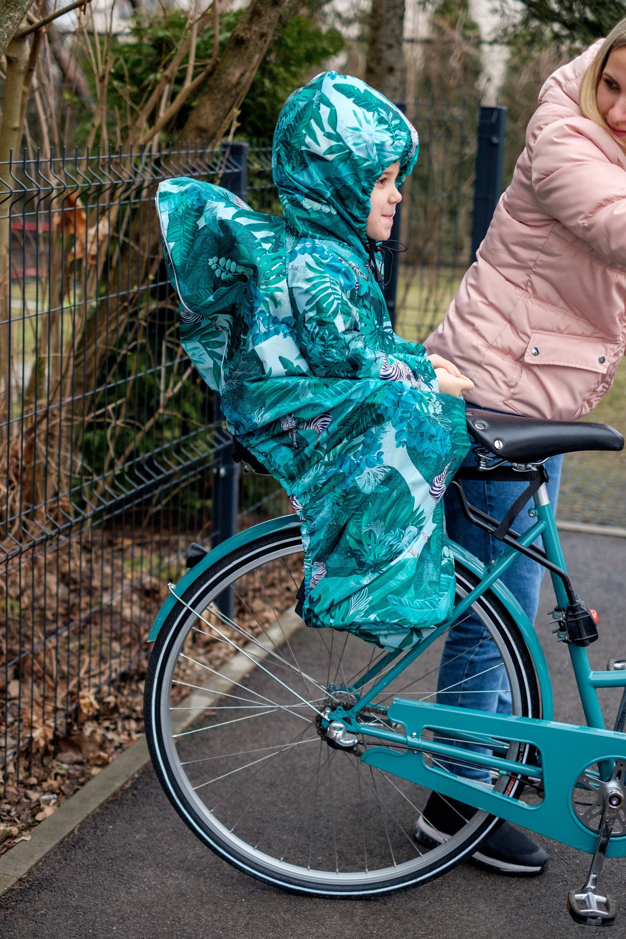 Zamboo Fahrradkindersitz Schwarz, Regenschutz für