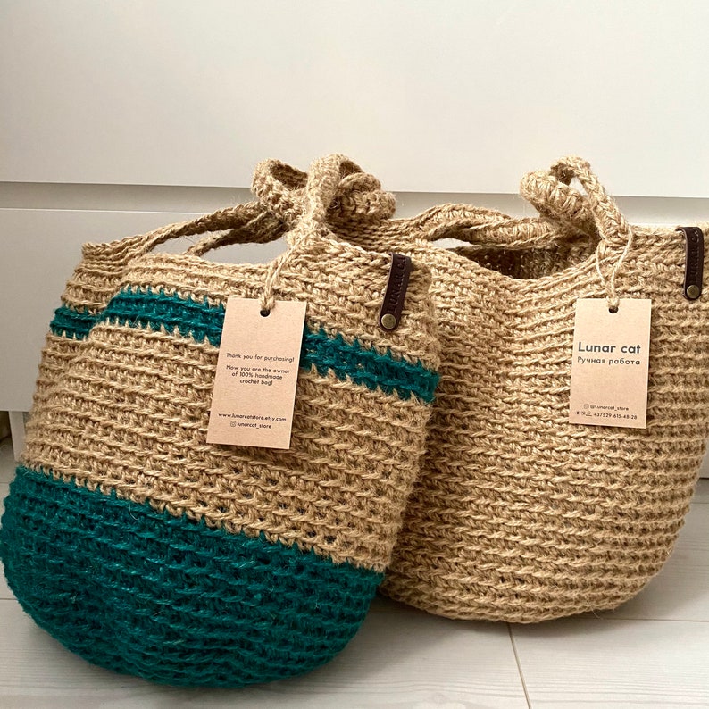 Crochet Jute Bag Crochet Jute tote Bag Wicker Jute Bag Etsy