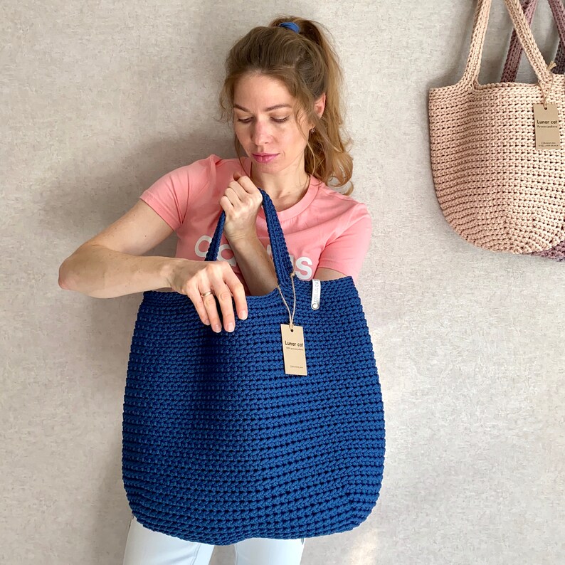 Crochet Tote Bag XXL Size Extra Large Tote Bag Blue Bag | Etsy
