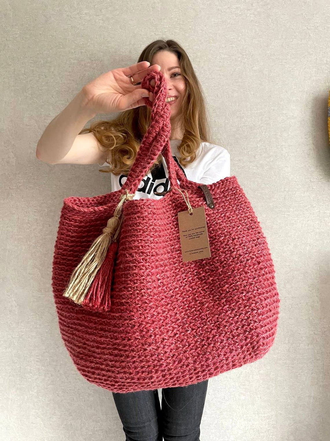 Jute Bag Crochet Jute Bag Crochet Jute Purse Extra Large Etsy