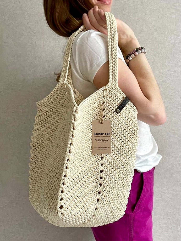 Crochet Tote Bag Polyester Rope bag Crochet purse Polyester | Etsy