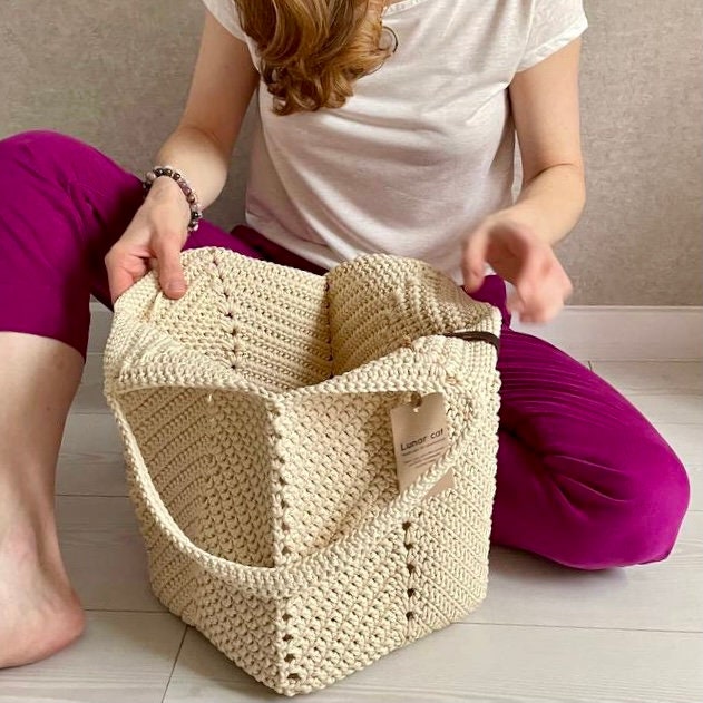 Crochet Tote Bag Polyester Rope bag Crochet purse Polyester | Etsy