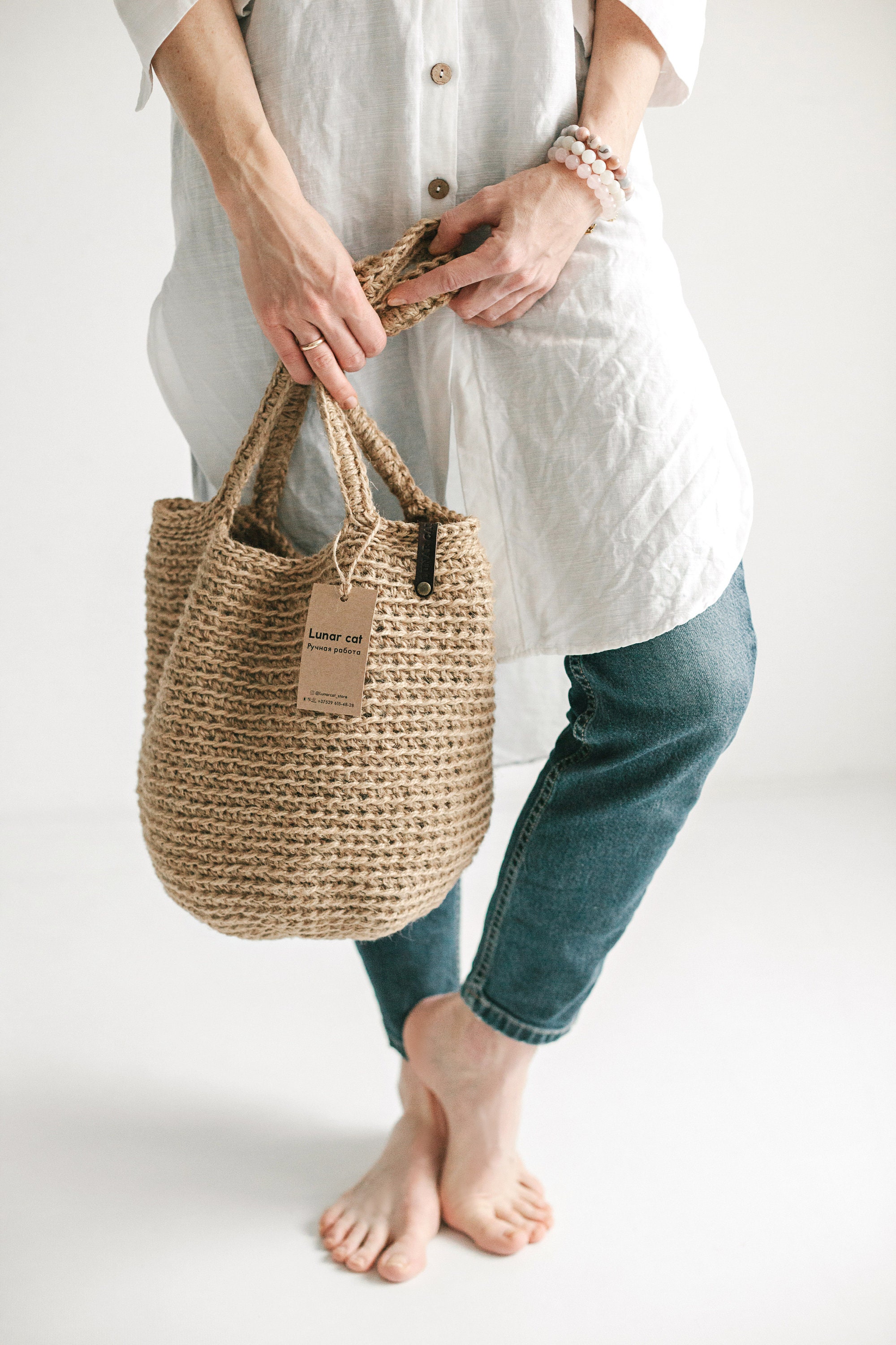 Crochet Jute Bag Crochet Jute tote Bag Wicker Jute Bag Etsy