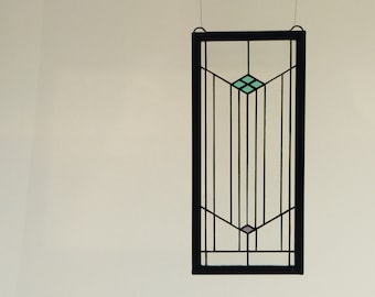 Frank Lloyd Wright Prairie Style Inspired Stained Glass Sun Catcher