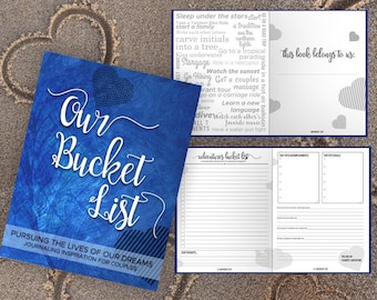 Bucket List for Couples Journal Book. Writing Prompts. Wedding Anniversary Bridal Shower Engagement Gift. Date Night. Royal Blue Journal