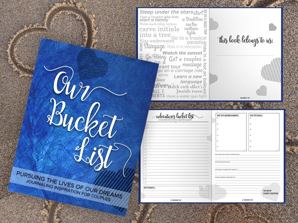 Bucket List for Couples Journal Book. Writing Prompts. Wedding Anniversary  Bridal Shower Engagement Gift. Date Night. Royal Blue Journal