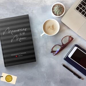 Memories of My Mom Journal. Loss of Mother Bereavement Keepsake Gift Men. Condolences Sympathy Loved One Gift. Personalized Black Hardcover