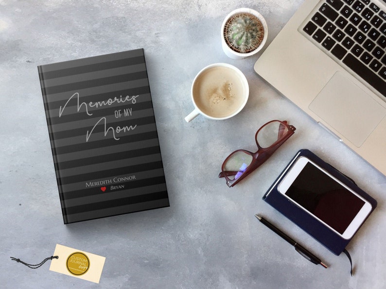 Memories of My Mom Journal. Loss of Mother Bereavement Keepsake Gift Men. Condolences Sympathy Loved One Gift. Personalized Black Hardcover