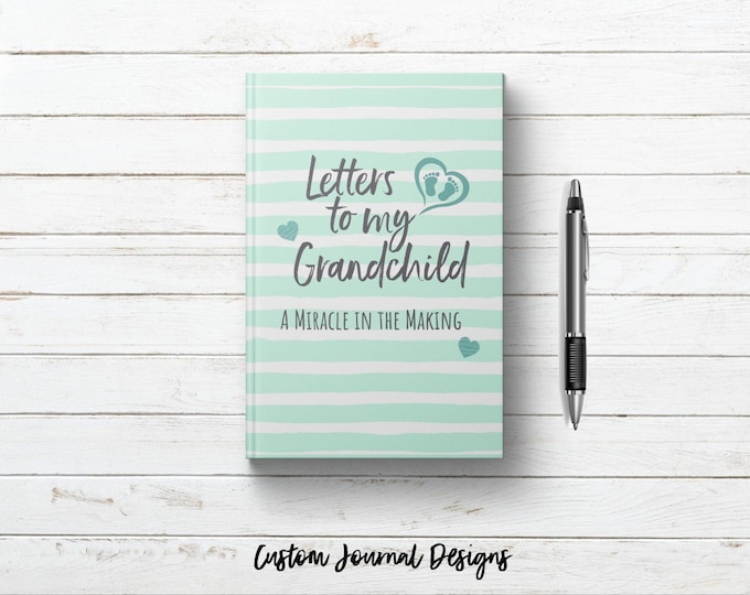 Letters to My Grandchild Unisex Baby Journal Book. Writing Journal Hardcover Notebook. New Grandparent Grandma Gift Keepsake Mint Green