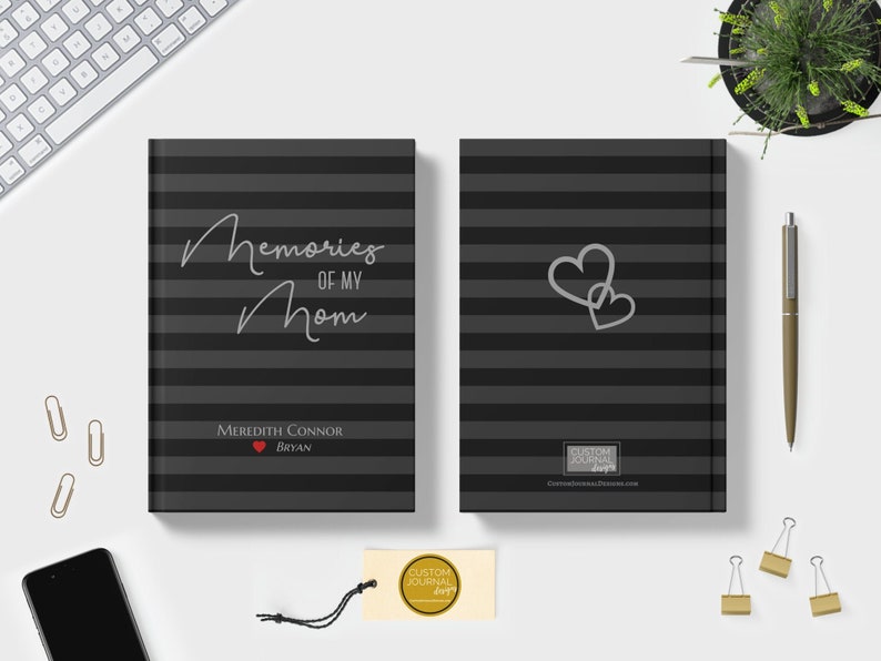 Memories of My Mom Journal. Loss of Mother Bereavement Keepsake Gift Men. Condolences Sympathy Loved One Gift. Personalized Black Hardcover