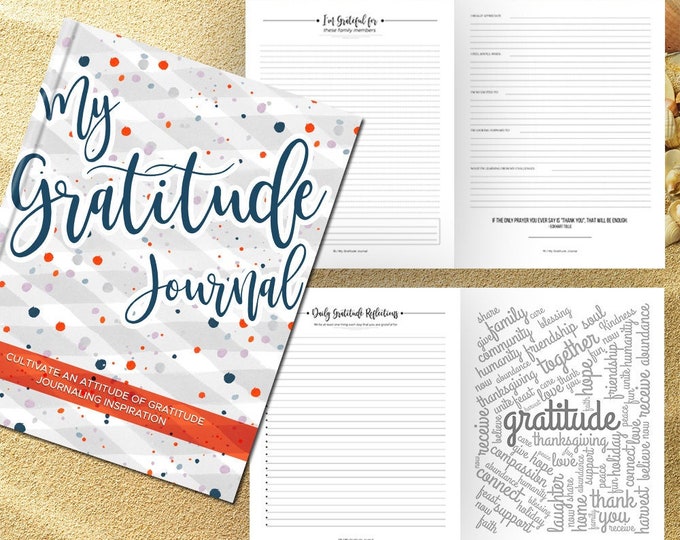 Gratitude Journal Writing Prompts. Notebook. Daily Guided Journal Book. Quotes. Thankful Journal To Write In. Writing Journal. Confetti Blue