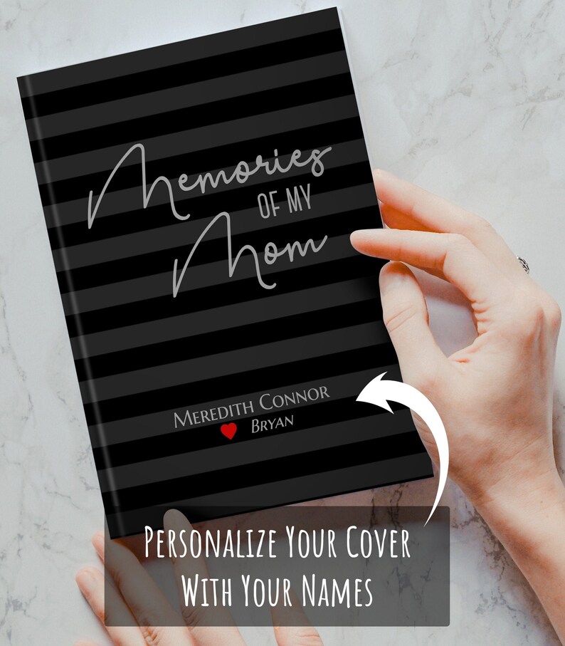 Memories of My Mom Journal. Loss of Mother Bereavement Keepsake Gift Men. Condolences Sympathy Loved One Gift. Personalized Black Hardcover