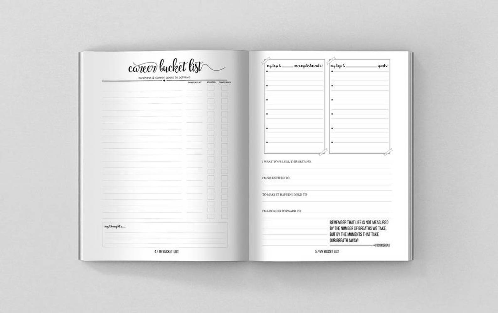 Bucket List Journal. Planner. Writing Prompts. Guided Journal. Etsy