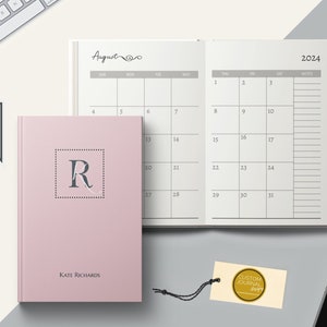 2025-2029 Five Year Monthly Planner Calendar. Personalized Custom Name Monogram Letters. 60 Months 5 Year Planning Journal Notes Unique