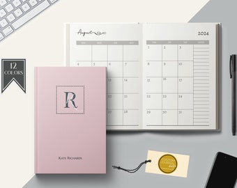 2025-2029 Five Year Monthly Planner Calendar. Personalized Custom Name Monogram Letters. 60 Months 5 Year Planning Journal Notes Unique