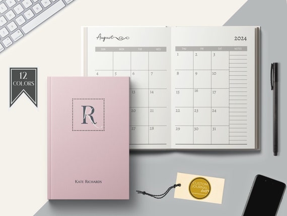 2026-2030 Five Year Monthly Planner Calendar. Personalized Custom Name Monogram Letters. 60 Months 5 Year Planning Journal Notes Unique