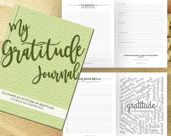 Gratitude Journal Writing Prompts. Notebook. Daily Guided Journal Book. Quotes. Thankful Journal. To Write In. Writing Journal. Sage Green.