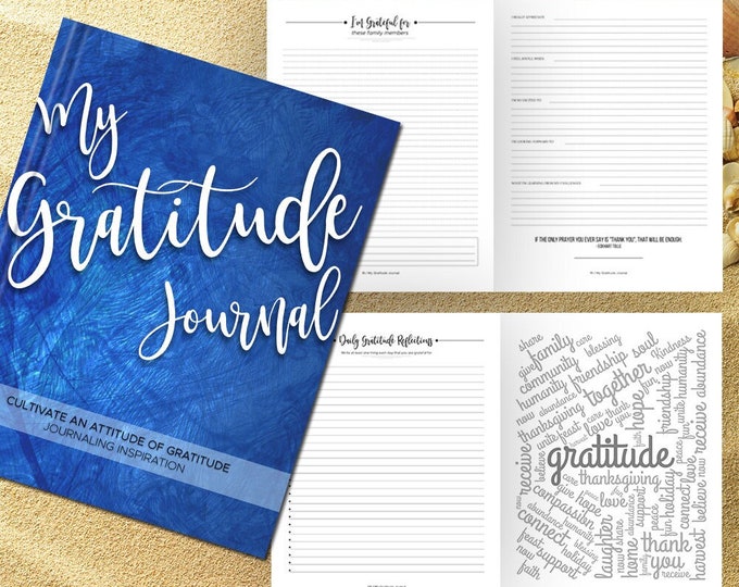 Gratitude Journal Writing Prompts. Notebook. Daily Guided Journal Book. Quotes. Thankful Journal. To Write In. Writing Journal. Royal Blue.