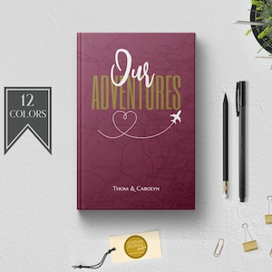 Personalized Our Adventures Couples Travel Keepsake Journal. Custom Name. Paper 1st 2nd 5th Anniversary Engagement Bridal Shower Gift Idea.