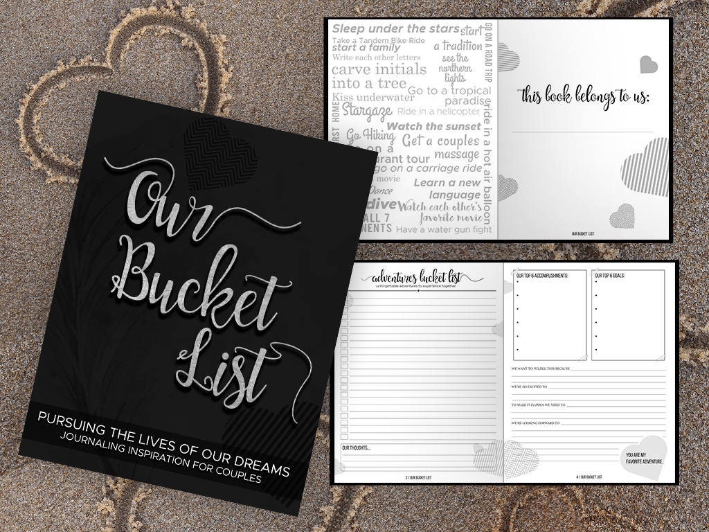 Bucket List for Couples Journal, Softcover, Black/Silver