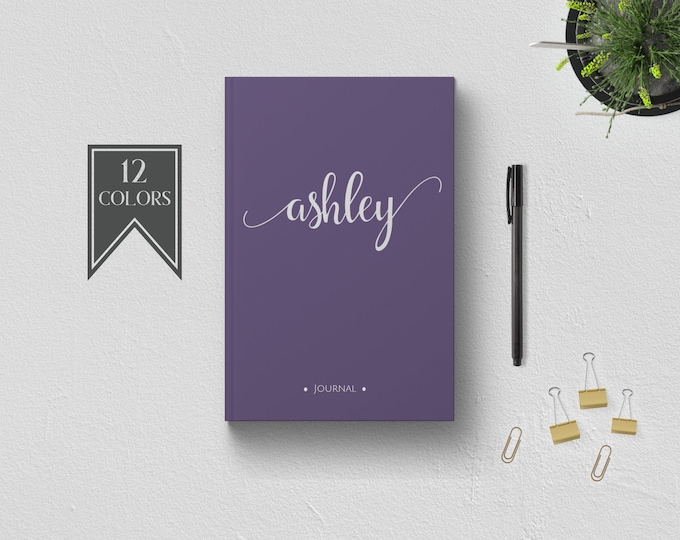 Personalized Writing Journal. Custom Name Hardcover. Lined Dot Grid. Cute Gift for Her - Mom Wife Sister Daughter Best Friend Boss Teacher.