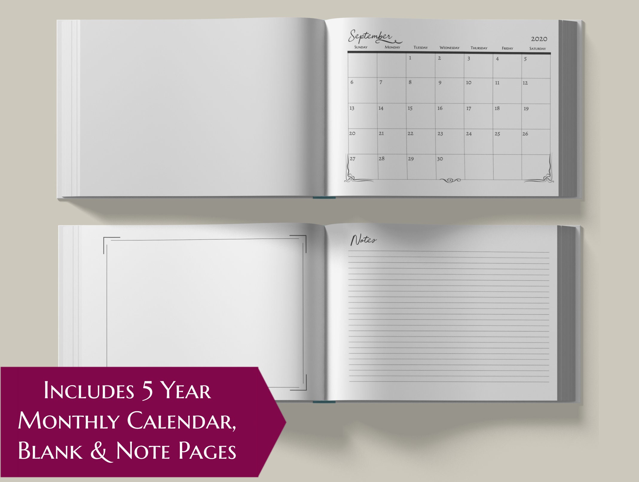 Personalized Custom Name 2020 2024 Five Year Monthly Planner
