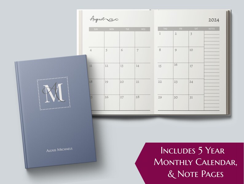 20232027 Five Year Monthly Planner Calendar. Personalized Etsy