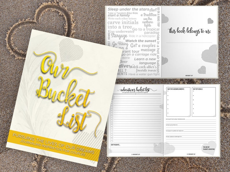 Bucket List for Couples Journal Book. Writing Prompts