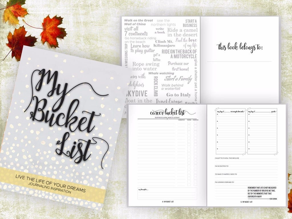 Lists journal. Bullet journal life bucket list.