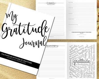 Gratitude Journal Writing Prompts. Notebook. Daily Guided Journal Book. Quotes. Thankful Journal. To Write In. Writing Journal. White Black.