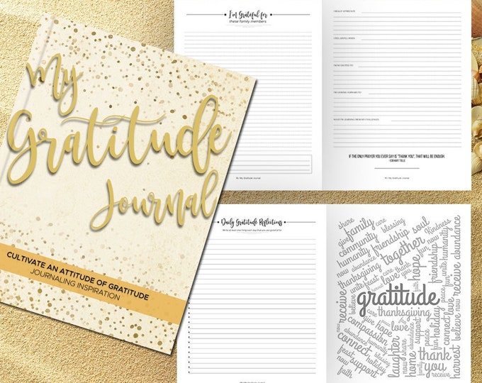 Gratitude Journal Writing Prompts. Notebook. Daily Guided Journal Book. Quotes. Thankful Journal. To Write In. Writing Journal. Cream Gold.