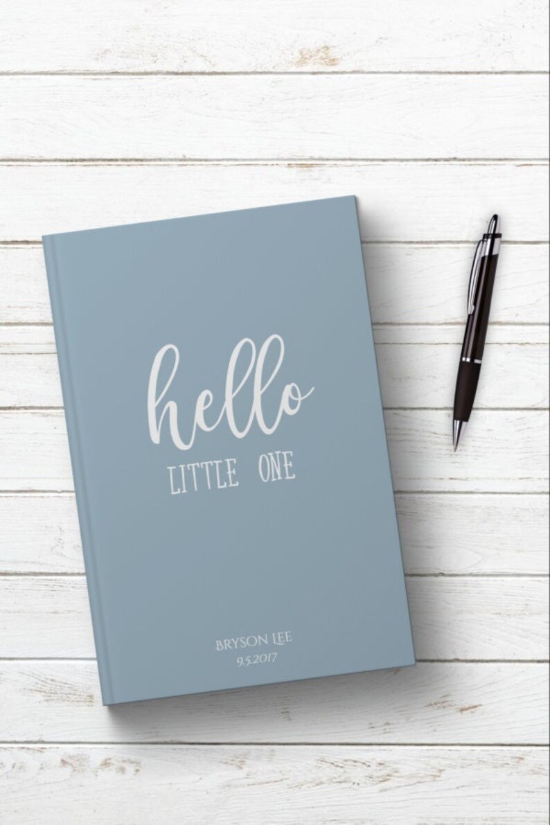 PERSONALIZED Hello Little One Baby Boy Journal. 1st First Year Keepsake Memories Milestones. Baby Shower Gift Idea. Newborn Son. Custom Name