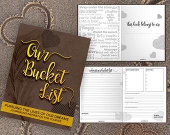 Bucket List for Couples Journal Book. Writing Prompts. Wedding Anniversary Bridal Shower Engagement Gift. Date Night. Mocha Gold Journal