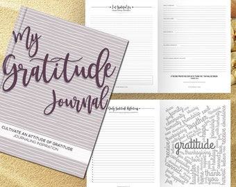 Gratitude Journal Writing Prompts. Notebook. Daily Guided Journal Book. Quotes. Thankful Journal. To Write In. Writing Journal. Plum Gray.