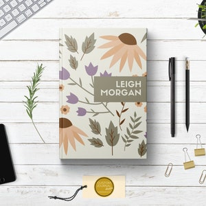 Personalized Floral Writing Journal. Custom Name Hardcover. Lined Dot Grid. Cute Gift for Women - Mom Wife Sister Daughter Best Friend Boss