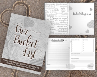 Bucket List for Couples Journal Book Writing Prompts. Wedding Anniversary Bridal Shower Engagement Retirement Gift. Date Night Ideas. Grey