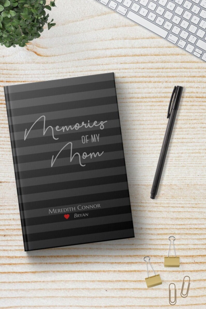 Memories of My Mom Journal. Loss of Mother Bereavement Keepsake Gift Men. Condolences Sympathy Loved One Gift. Personalized Black Hardcover