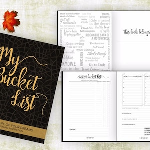Bucket List Journal. Planner. Writing Prompts. Guided Journal. Bucket List Gift. Bucket List Notebook. Goals. Adventure gifts. Black Journal