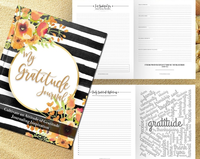 Gratitude Journal Writing Prompts. Notebook. Daily Guided Journal Book. Quotes. Thankful Journal. To Write In. Writing Journal. Black Stripe