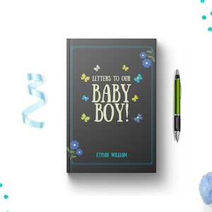 Diario personalizado de cartas para nuestro bebé. Rayado. Cuadrícula de puntos. En blanco. Tapa dura. Idea de regalo de recuerdo. Futuros padres de un bebé.