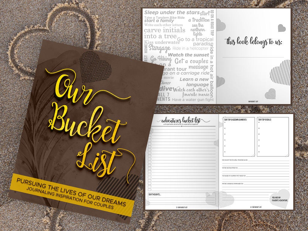 Bucket List for Couples Journal Book. Writing Prompts. Wedding
